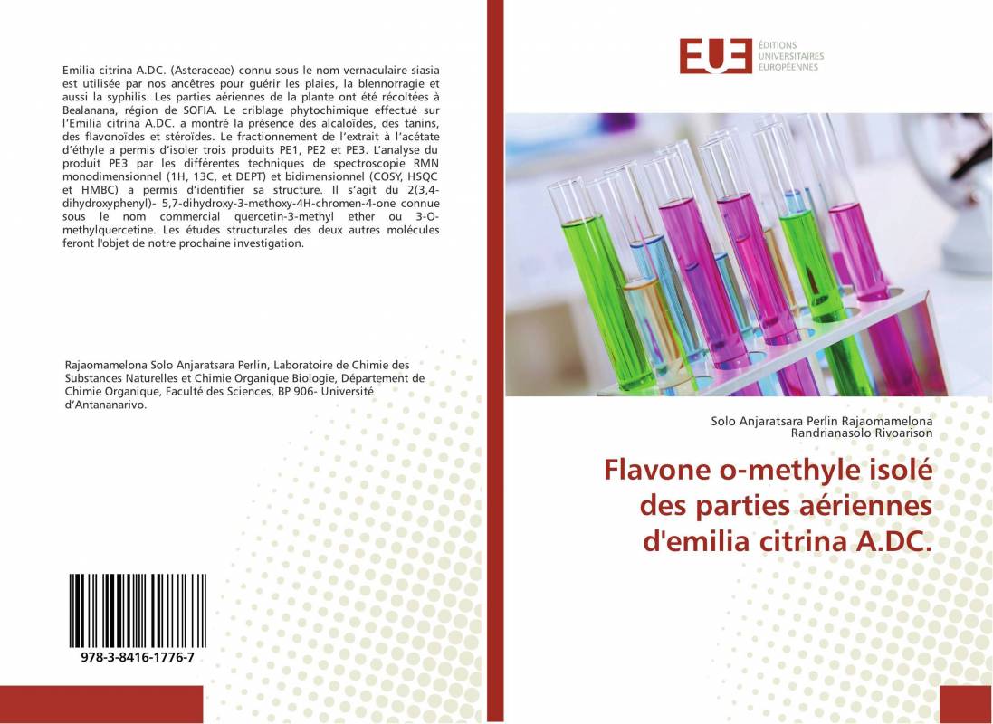 Flavone o-methyle isolé des parties aériennes d'emilia citrina A.DC.