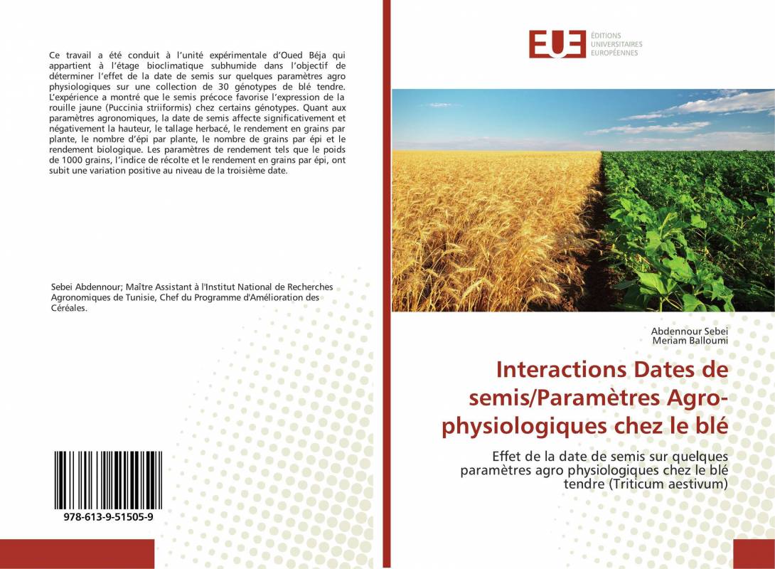 Interactions Dates de semis/Paramètres Agro-physiologiques chez le blé