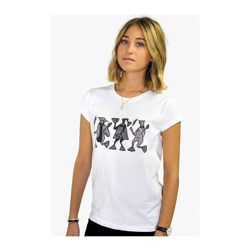 T-shirt MILEG Kalyca blanc imprimé noir femme