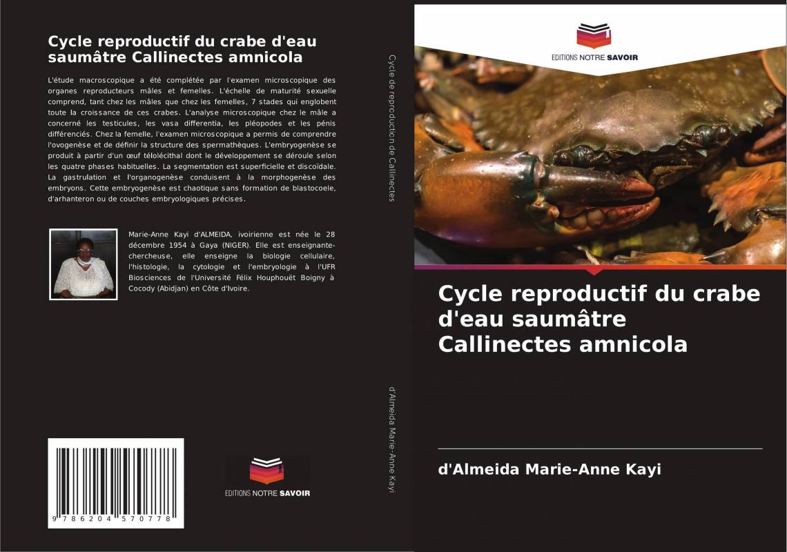 Cycle reproductif du crabe d'eau saumâtre Callinectes amnicola