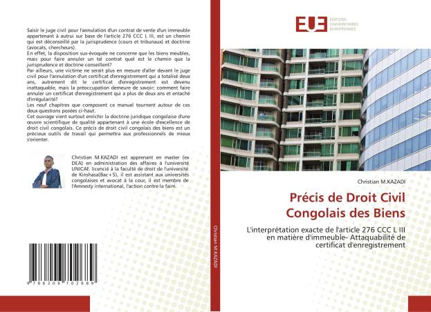 Précis de Droit Civil Congolais des Biens