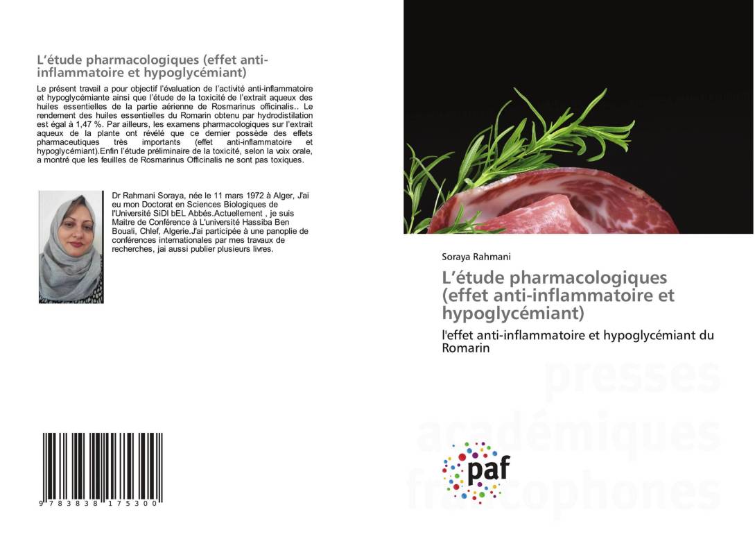 L’étude pharmacologiques (effet anti-inflammatoire et hypoglycémiant)