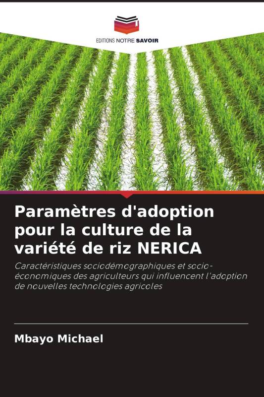 Paramètres d'adoption pour la culture de la variété de riz NERICA