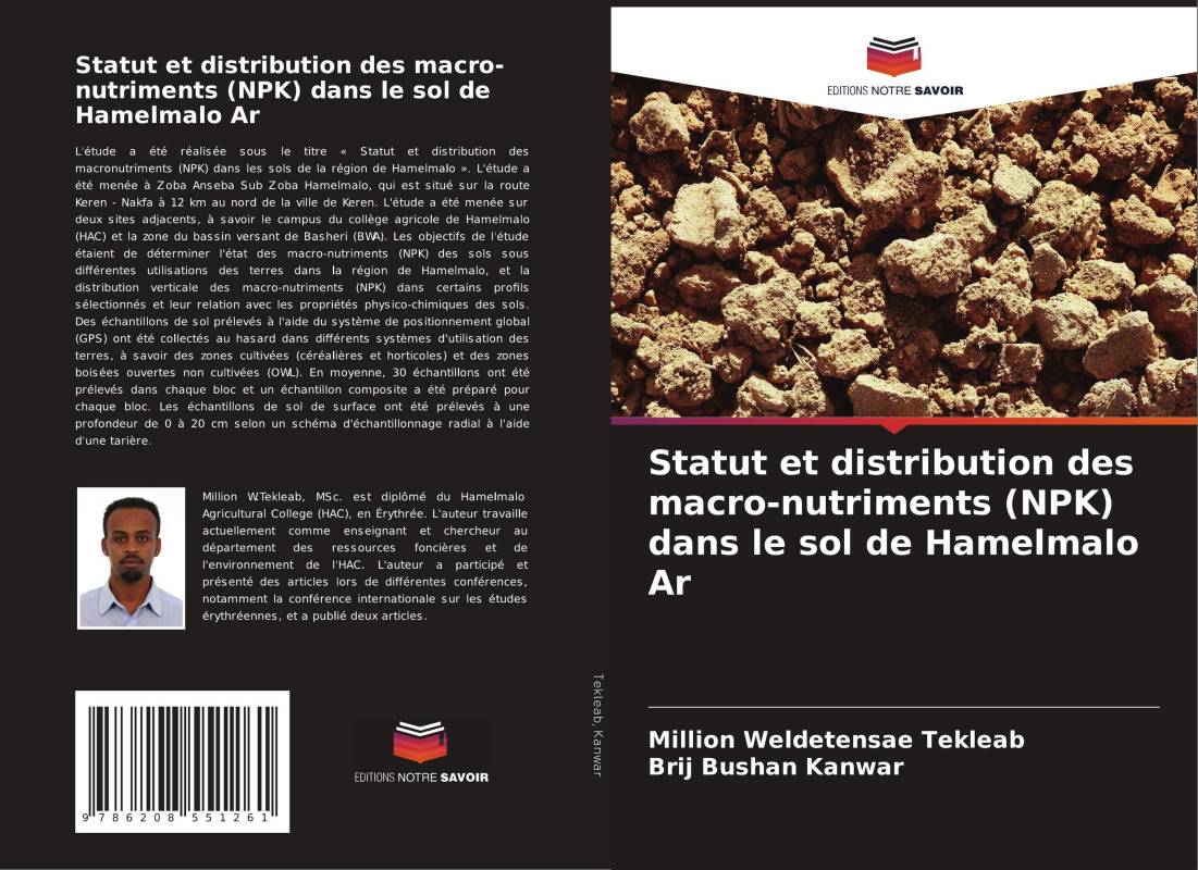 Statut et distribution des macro-nutriments (NPK) dans le sol de Hamelmalo Ar