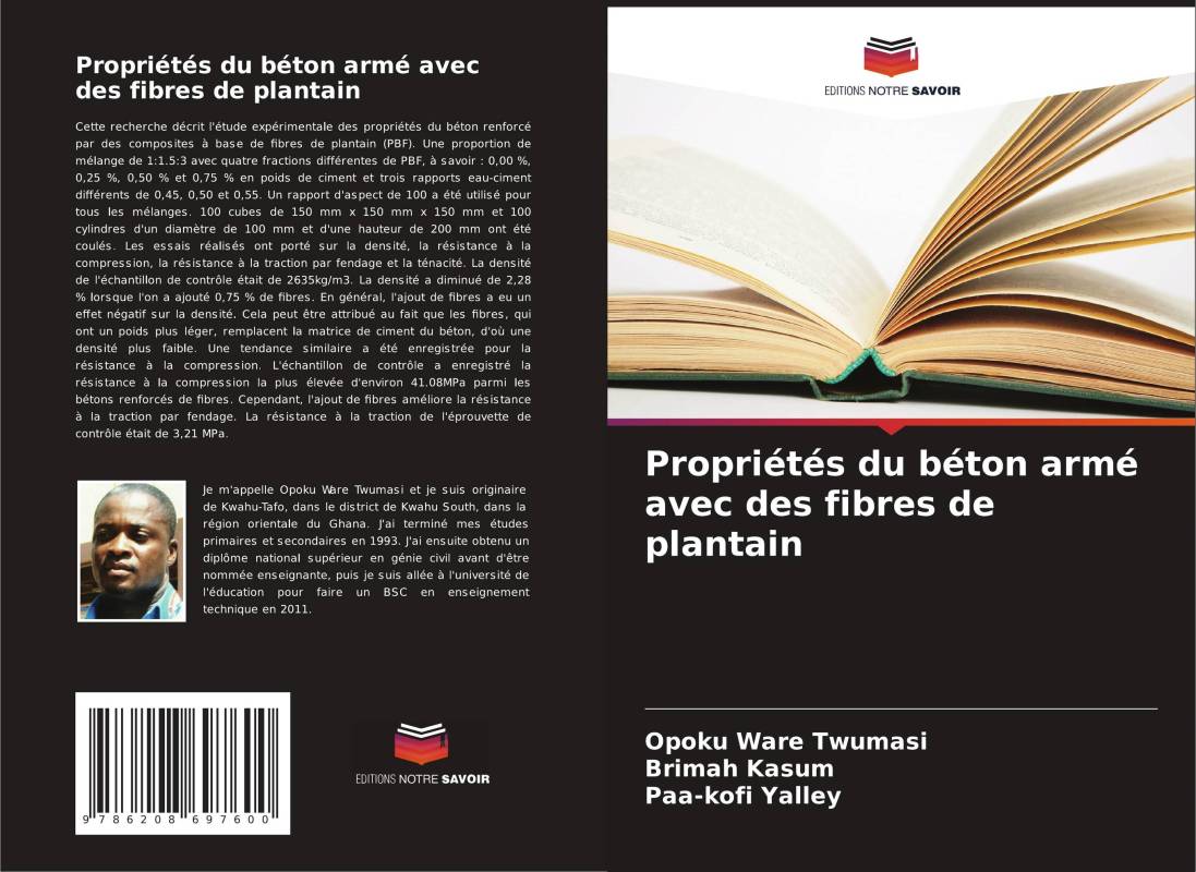 Propriétés du béton armé avec des fibres de plantain - Opoku Ware Twumasi