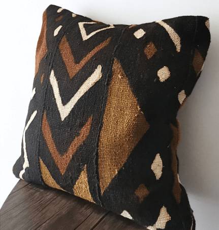 Housse de coussin en Bogolan marron KING