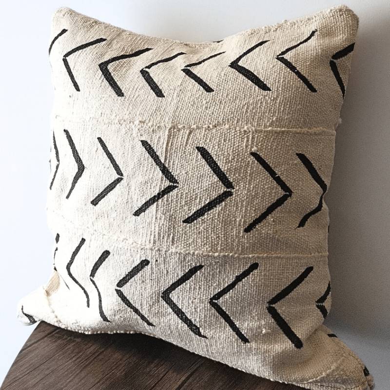Housse de coussin Bogolan blanc