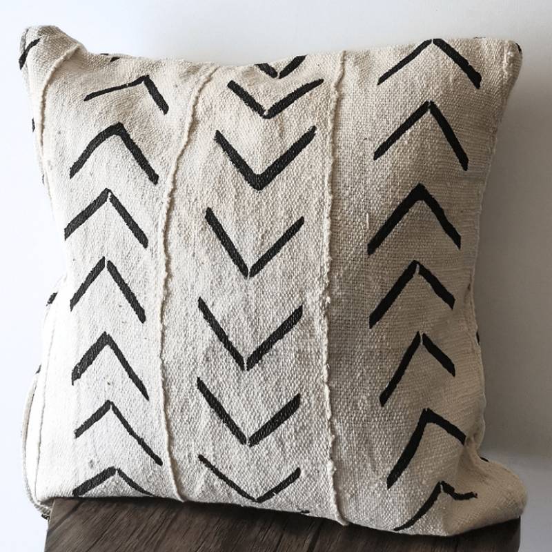 Housse de coussin Bogolan blanc Housse de coussin Bogolan blanc