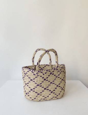 Mini cabas quadrillé Ombre Claire