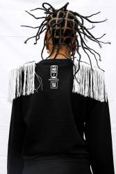 Sweat-shirt avec épaulettes en damier LA ROBEUSE - Collection Afrikanista